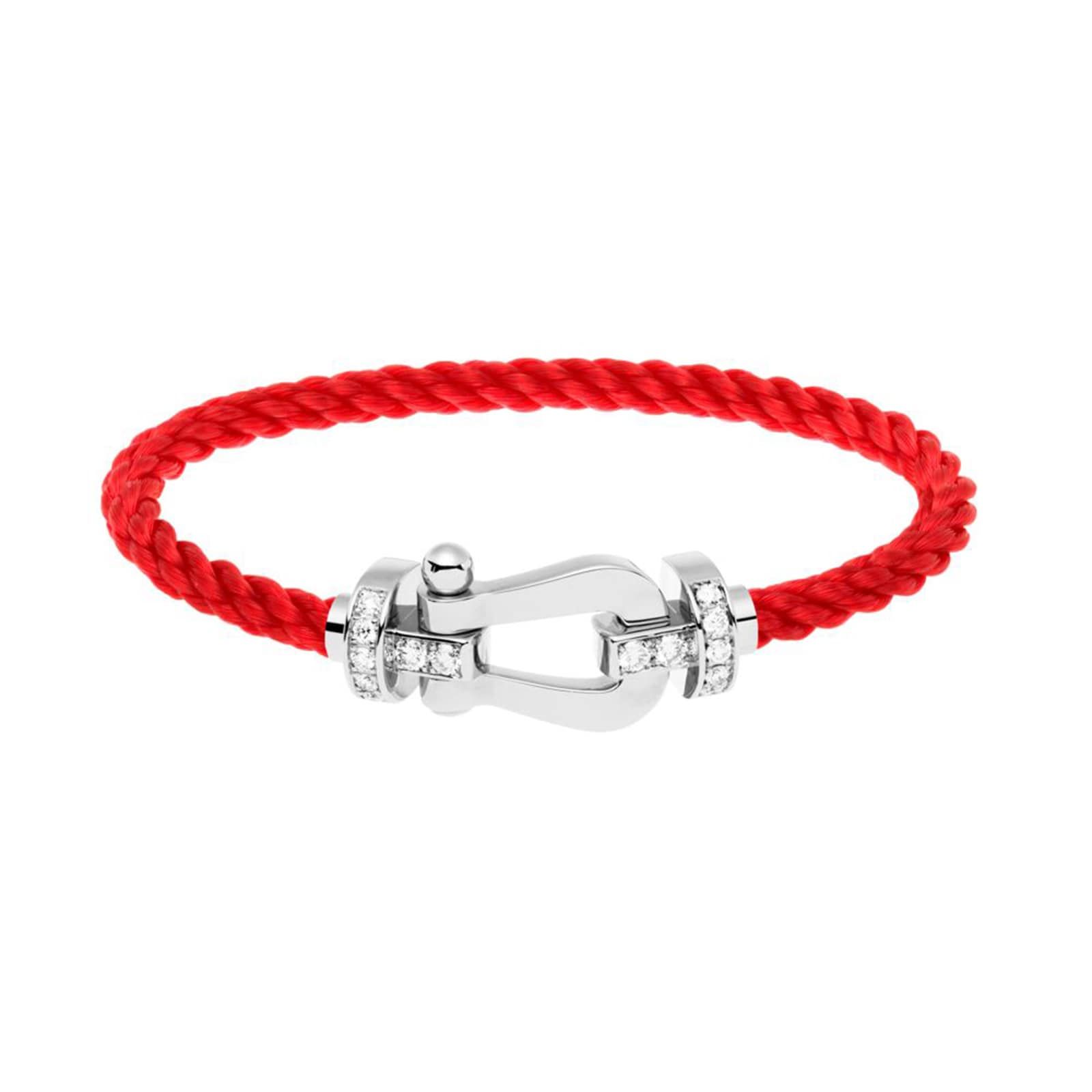 Force 10 18ct White Gold 0.24ct Diamond Buckle & Red Cable Large Model