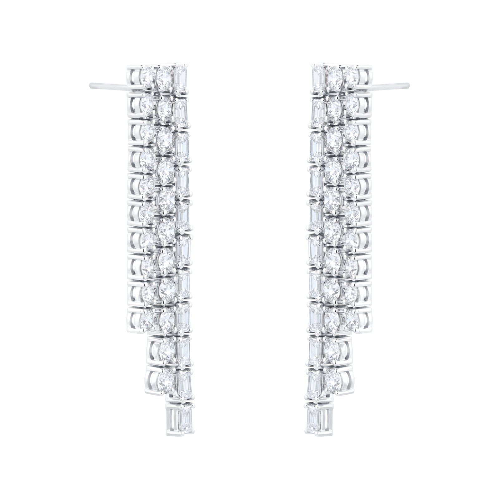 Mappin & Webb 18ct White Gold 7.67ct Diamond Waterfall Drop Earrings