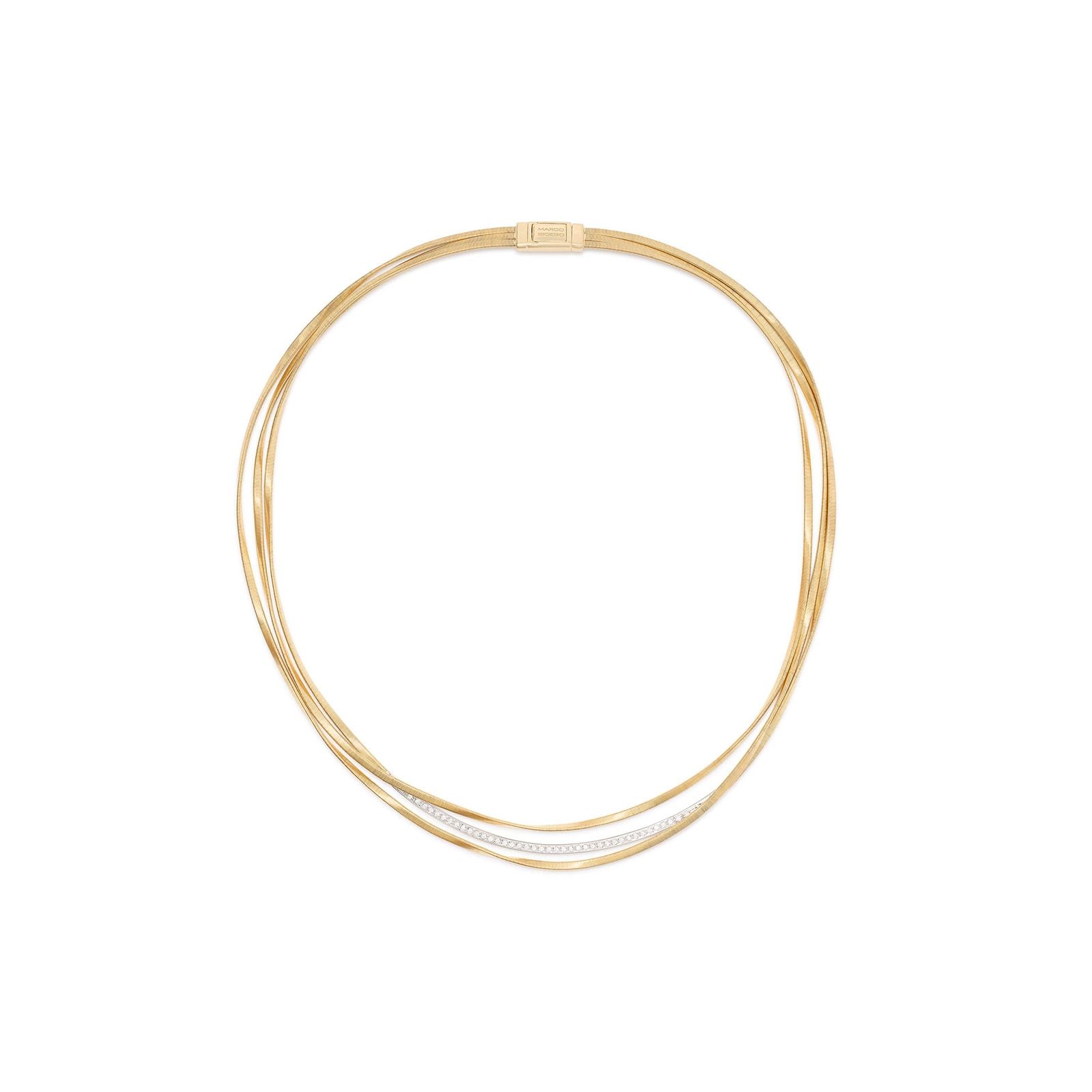 Marco Bicego 18ct Yellow Gold Marrakech Three Row Diamond Collar Necklace