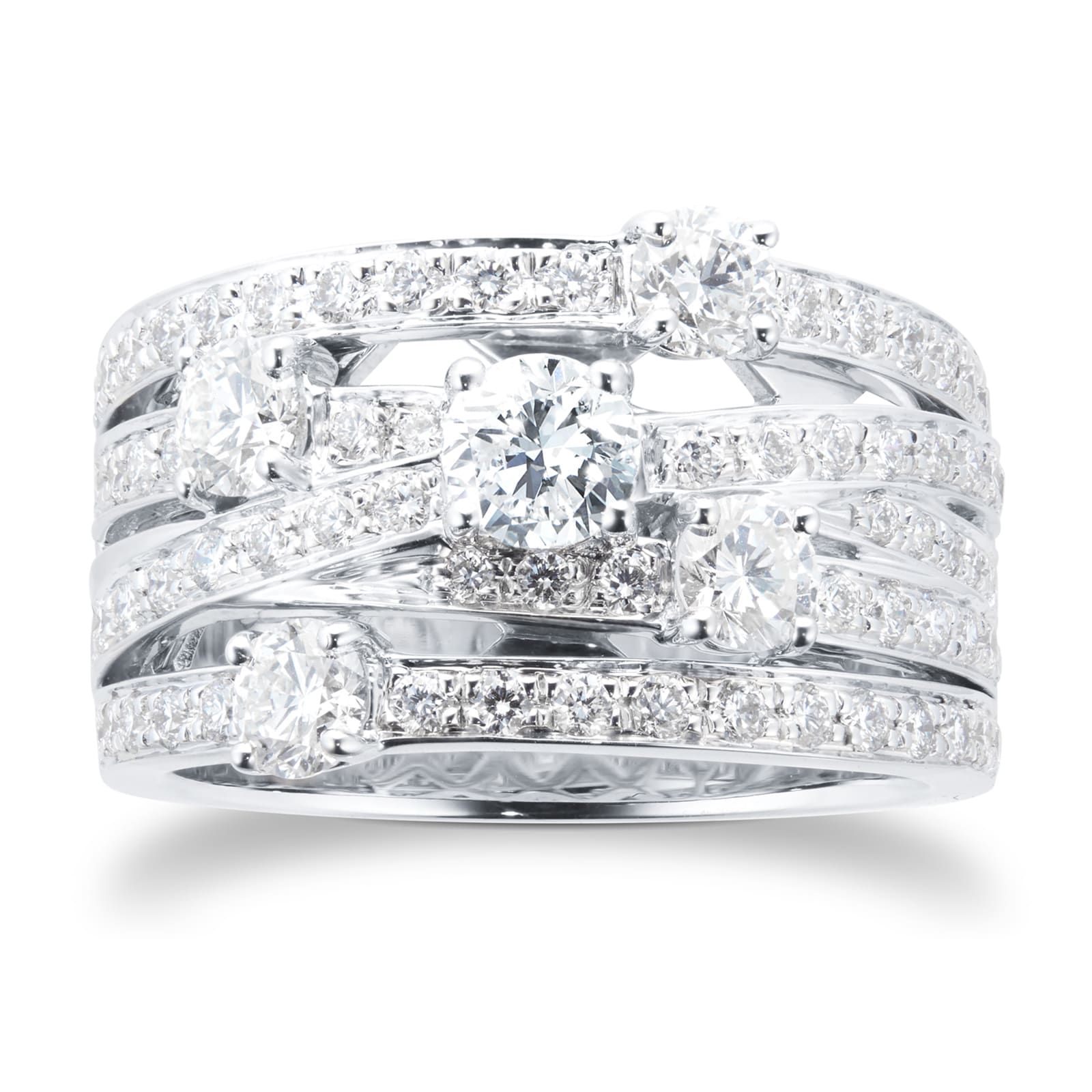 18ct White Gold 2.03ct Diamond 4 Row Ring