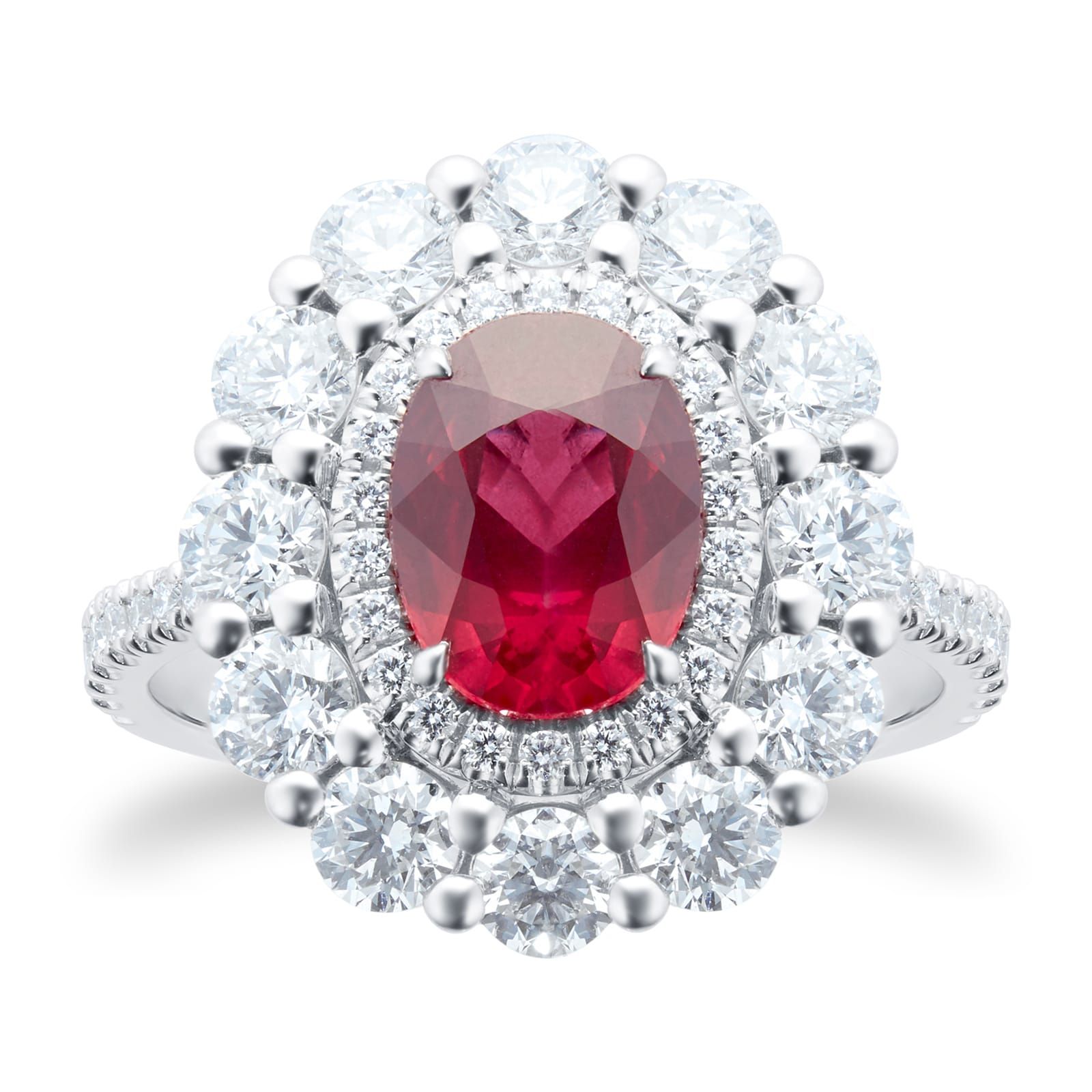 Platinum 1.74ct Diamond & 2.04ct Ruby Ring