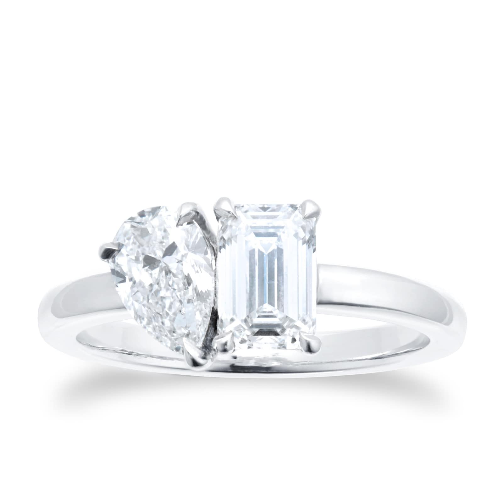 Platinum Toi et Moi 1.60ct Pear & Emerald Cut Diamond Ring