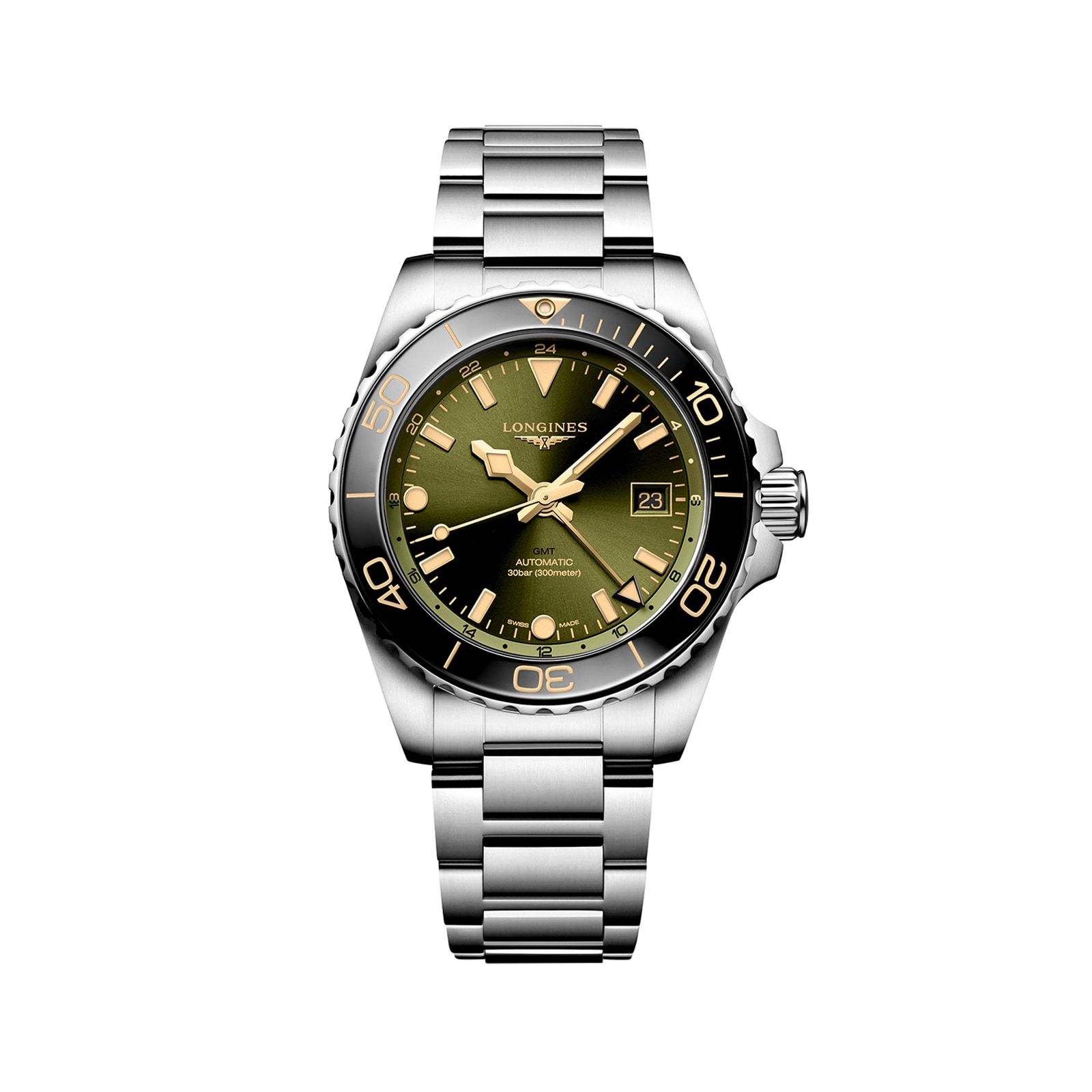Longines HydroConquest 41mm Mens Watch Green Stainless Steel