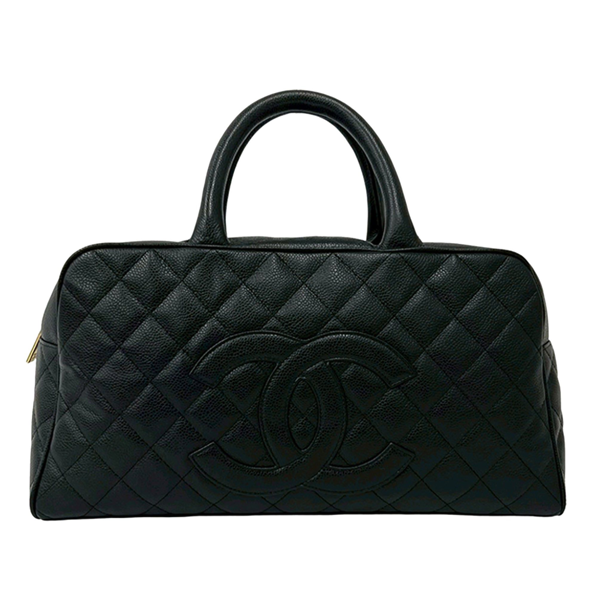 Chanel Large Cc Quilted Caviar Bowler Bag