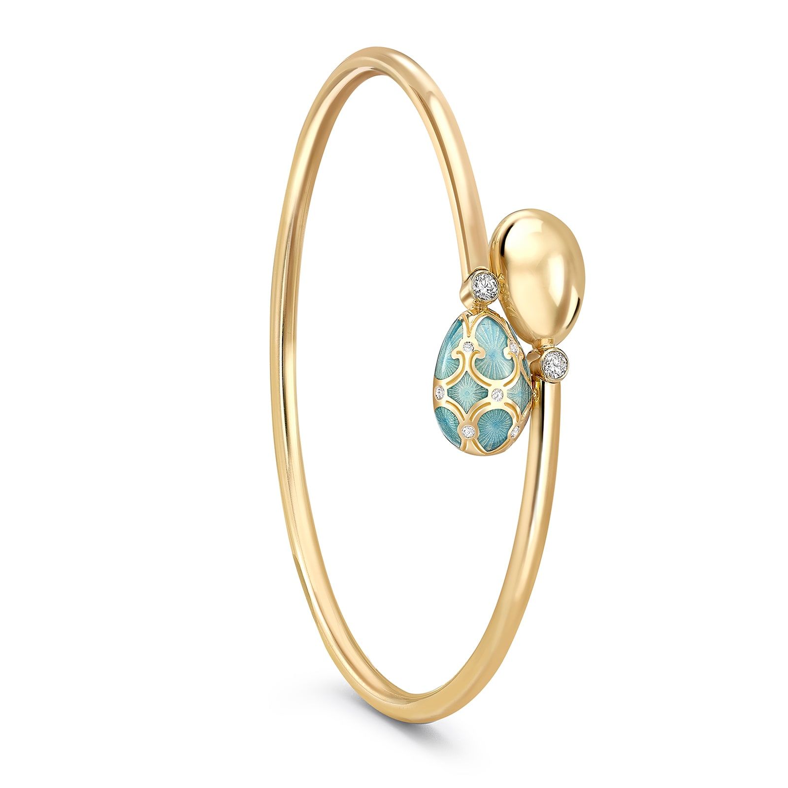 Fabergé Heritage 18ct Yellow Gold Diamond & Turquoise Enamel Crossover Bracelet