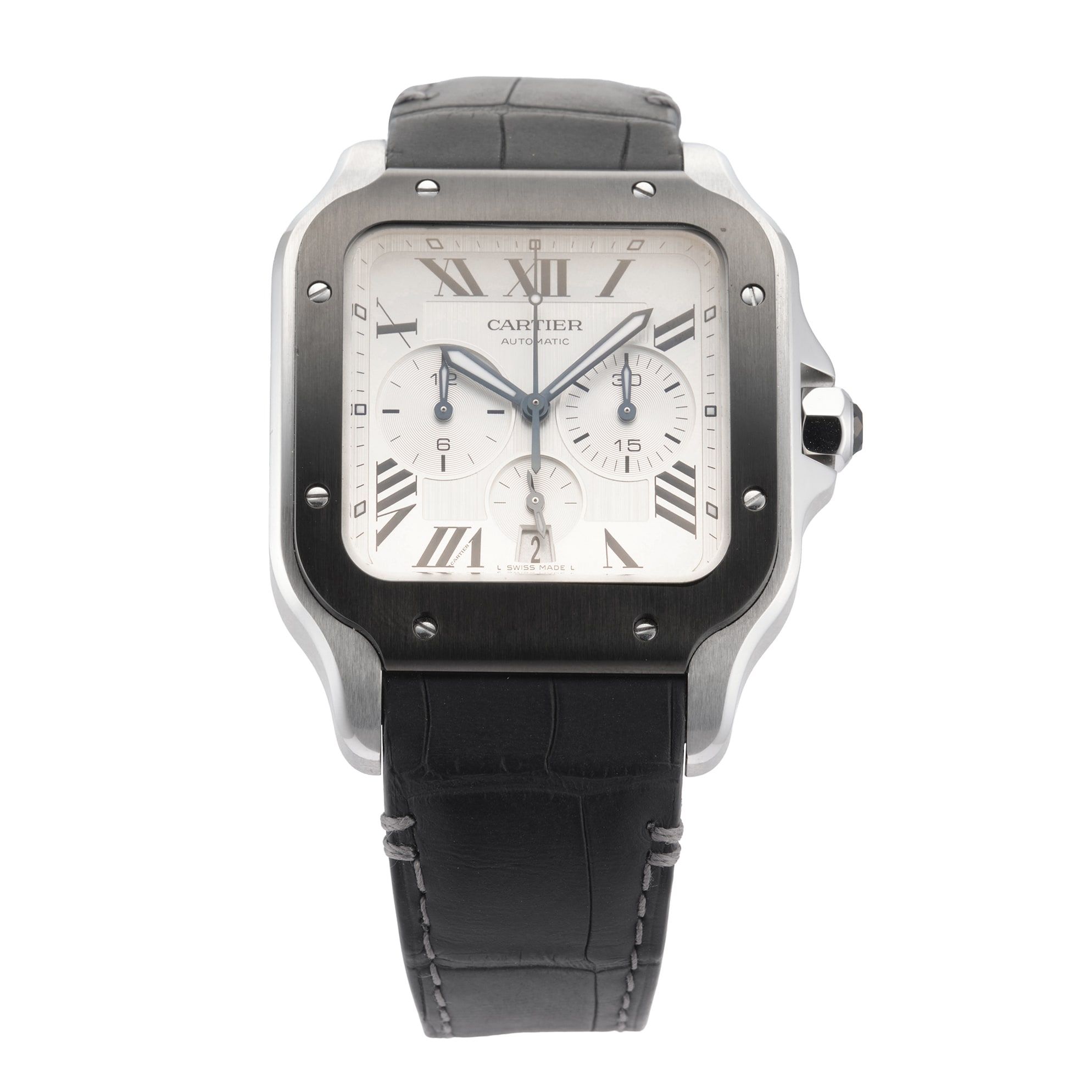 Pre-Owned Cartier Santos De Chronograph 43.3mm Stainless Steel WSSA0017