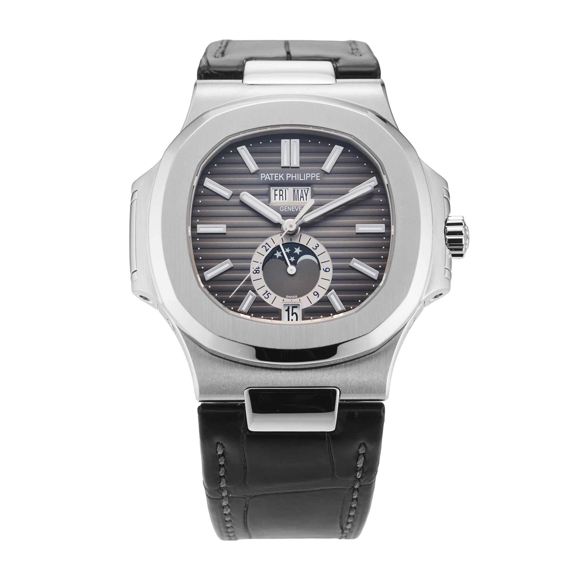 Pre-Owned Patek Philippe Nautilus Annual Calendar Moon Phase 40.5mm Stainless Steel 5726A-001