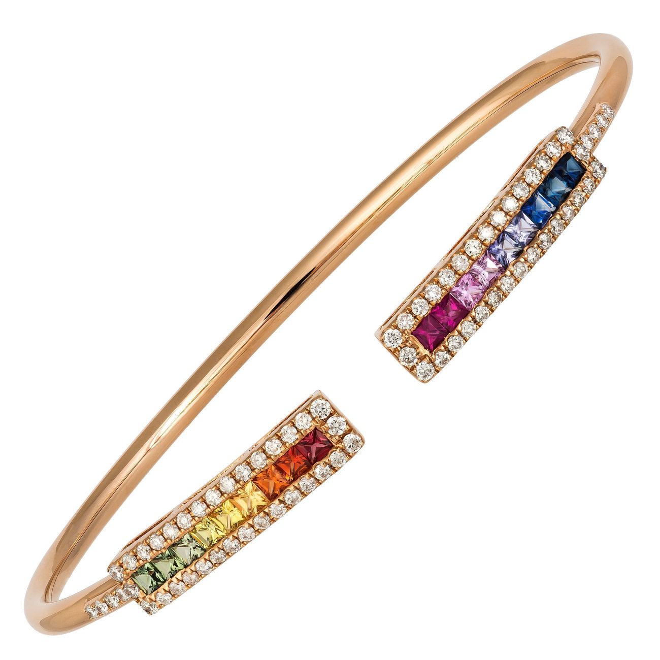 Chic Multi Sapphire Diamond Bracelet 18K Rose Gold
