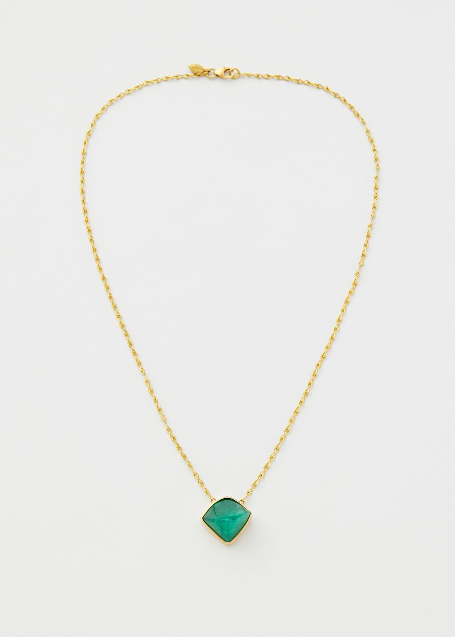 18kt Gold & Colombian Pointed Emerald Necklace