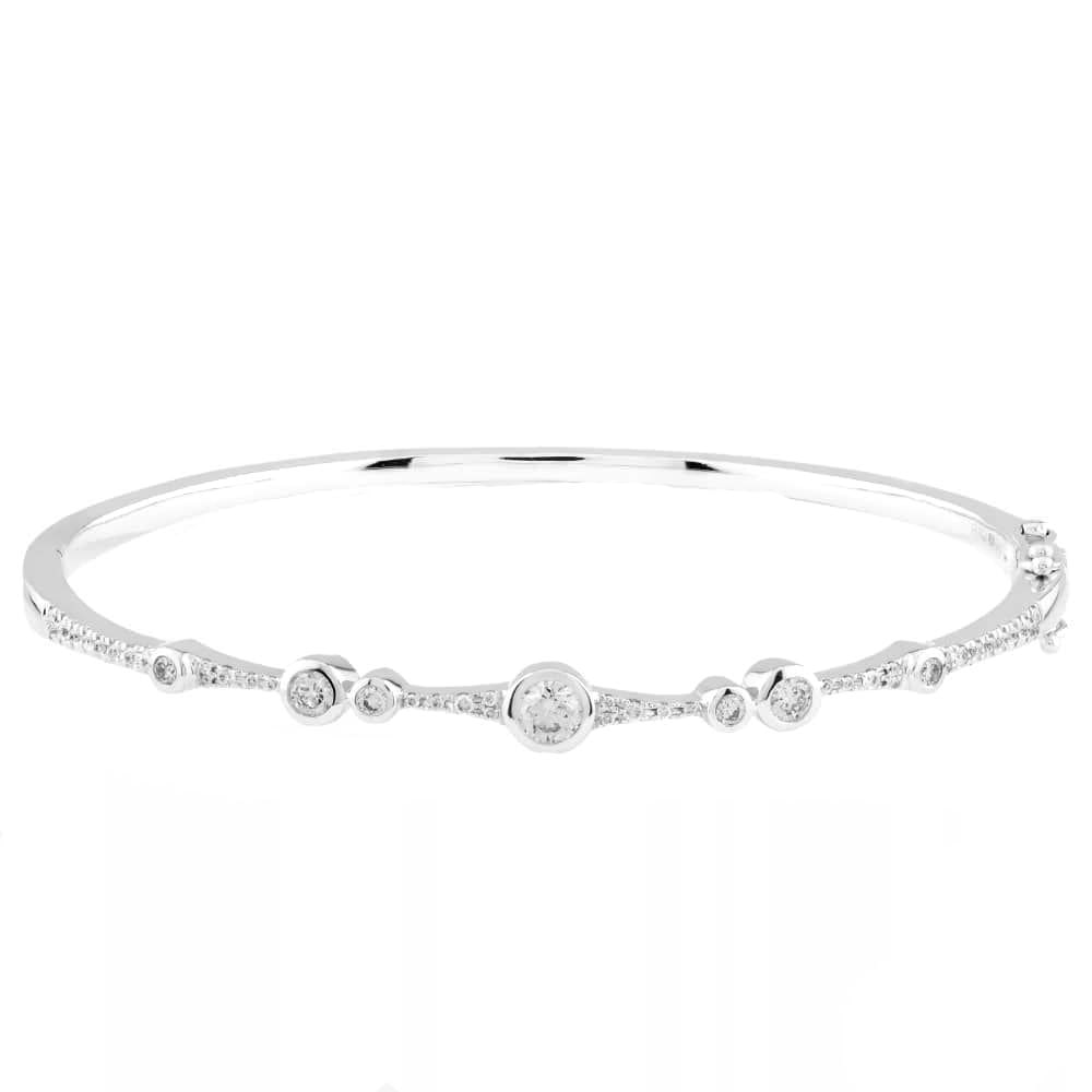 18ct White Gold Diamond Icicle Bangle