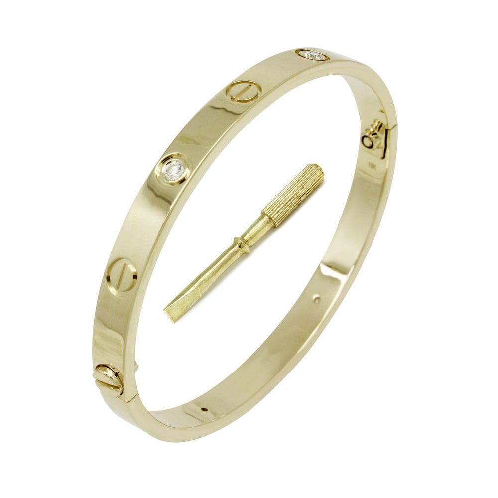 18ct Yellow Gold Diamond Screw Bangle