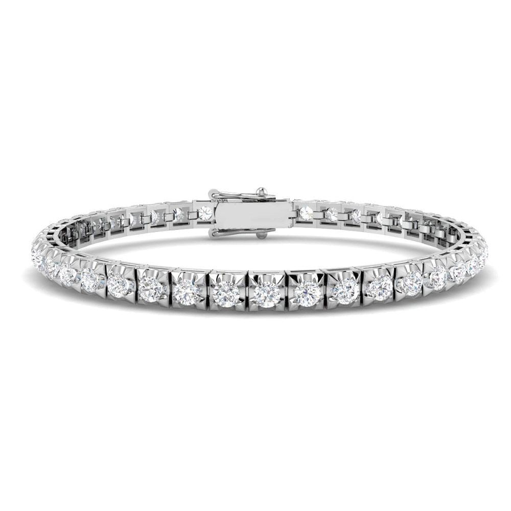 9ct White Gold 4.02ct Round Diamond Tennis Bracelet