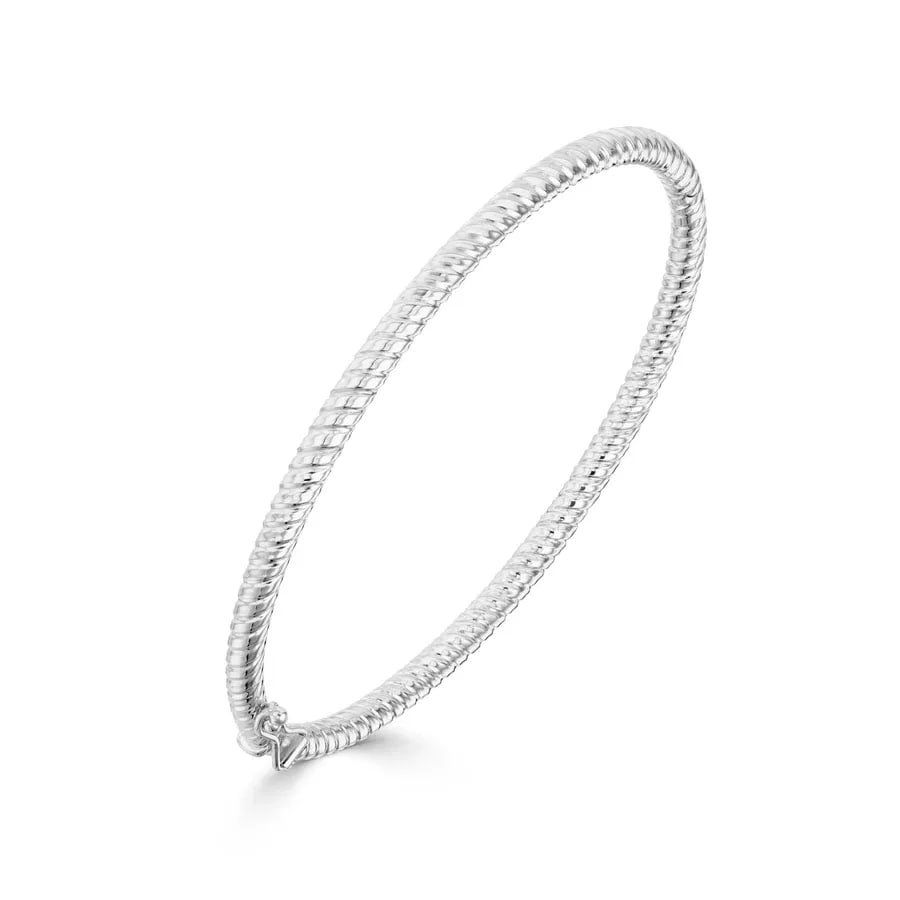 9CT White Gold Round Twist Bangle