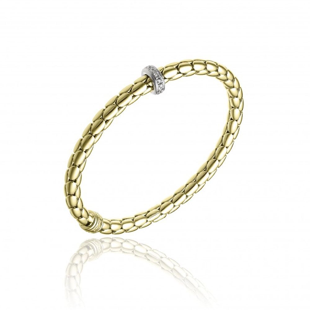 Chimento 18ct Yellow Gold 0.19ct diamond Stretch Spring Bracelet