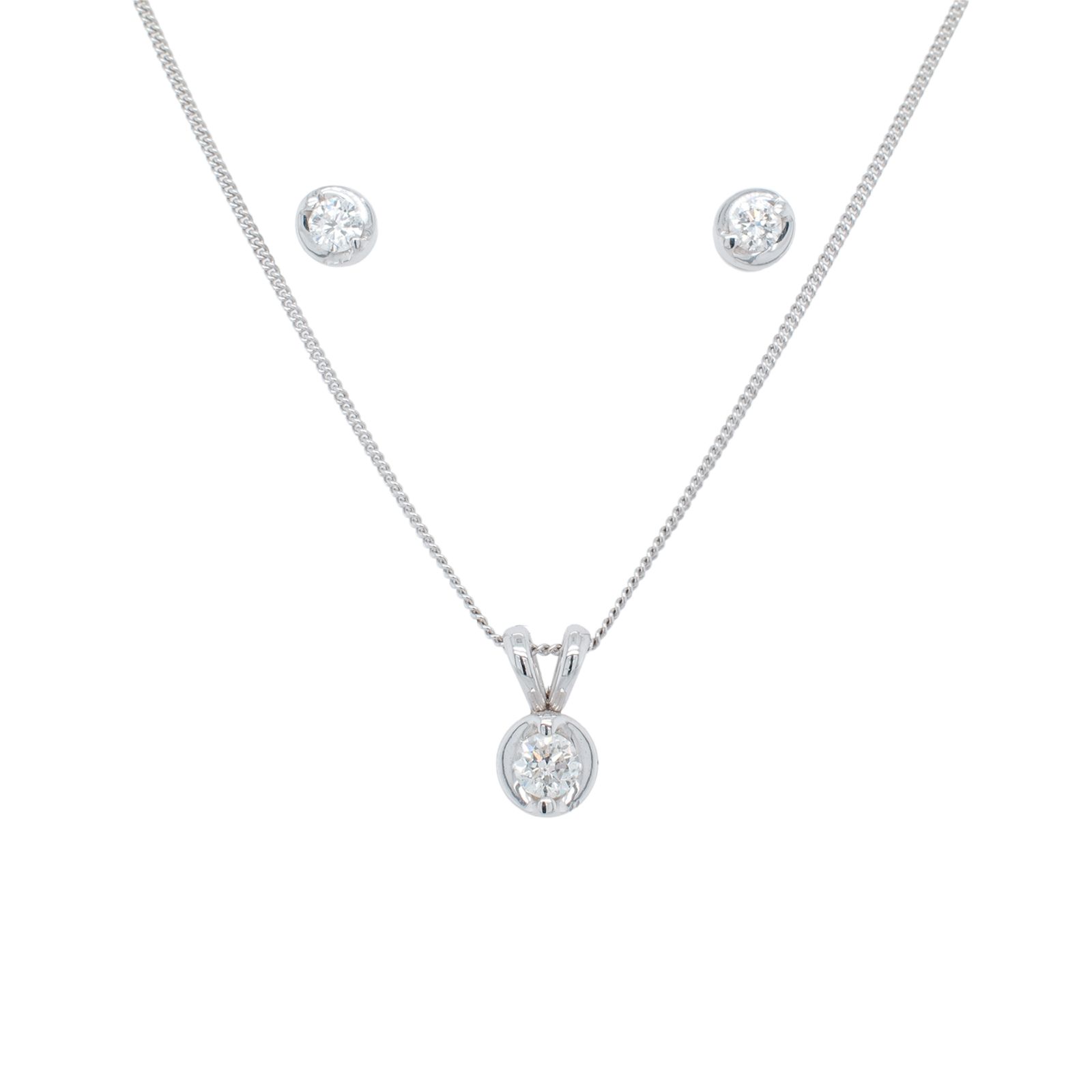 18ct White Gold 0.50ct Diamond Necklace & Earring Set
