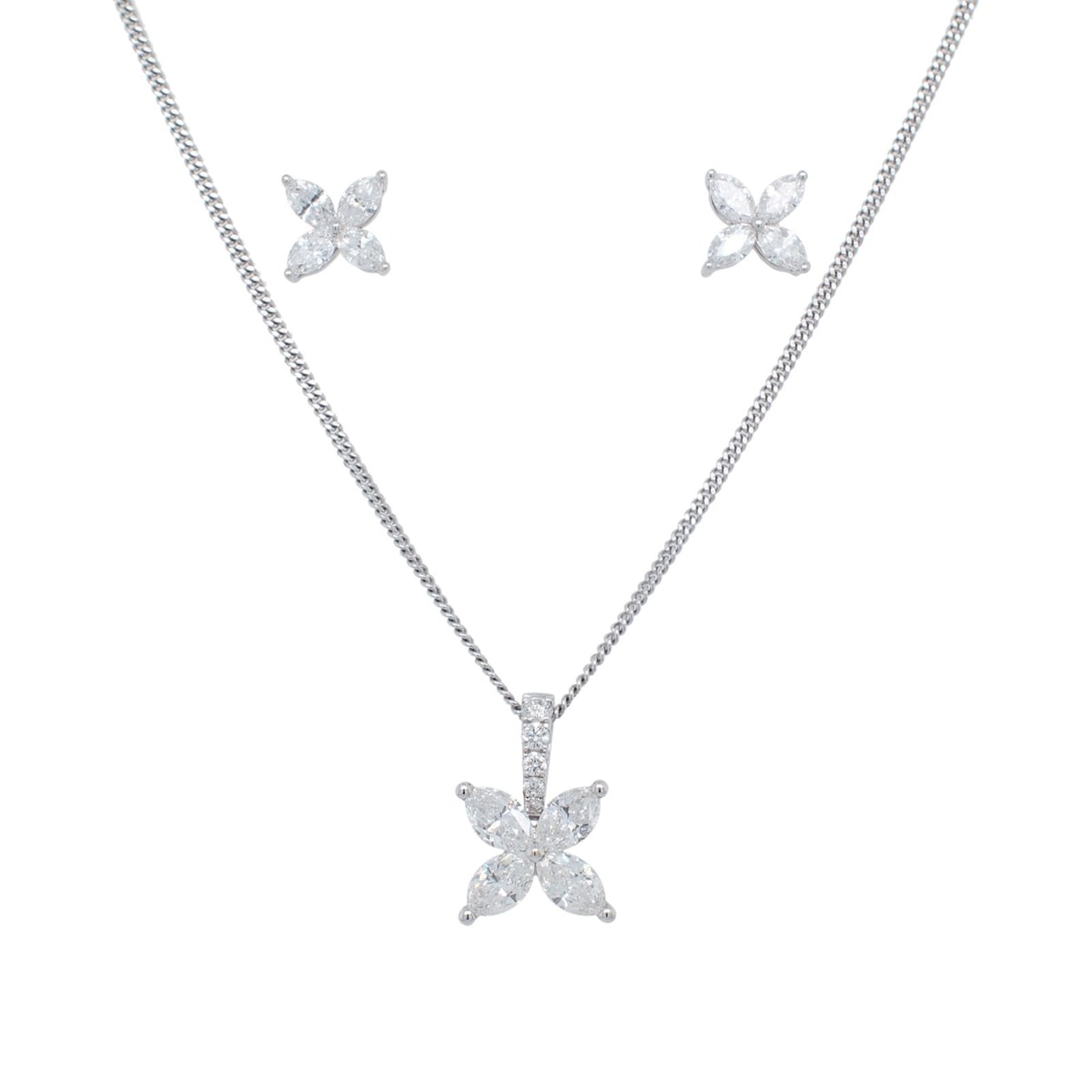 18ct White Gold 1.21ct Diamond Necklace & Earring Set