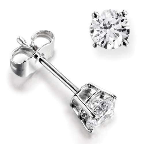 18ct White Gold Diamond Solitaire Four Claw Stud 2.62ct