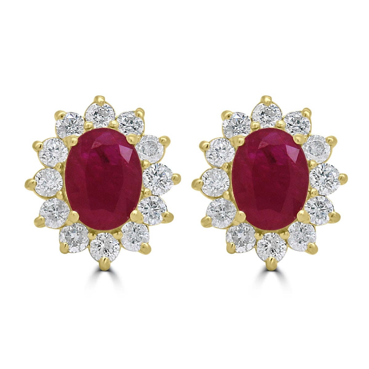 9ct Yellow Gold 2.41ct Ruby Cluster Stud Earrings