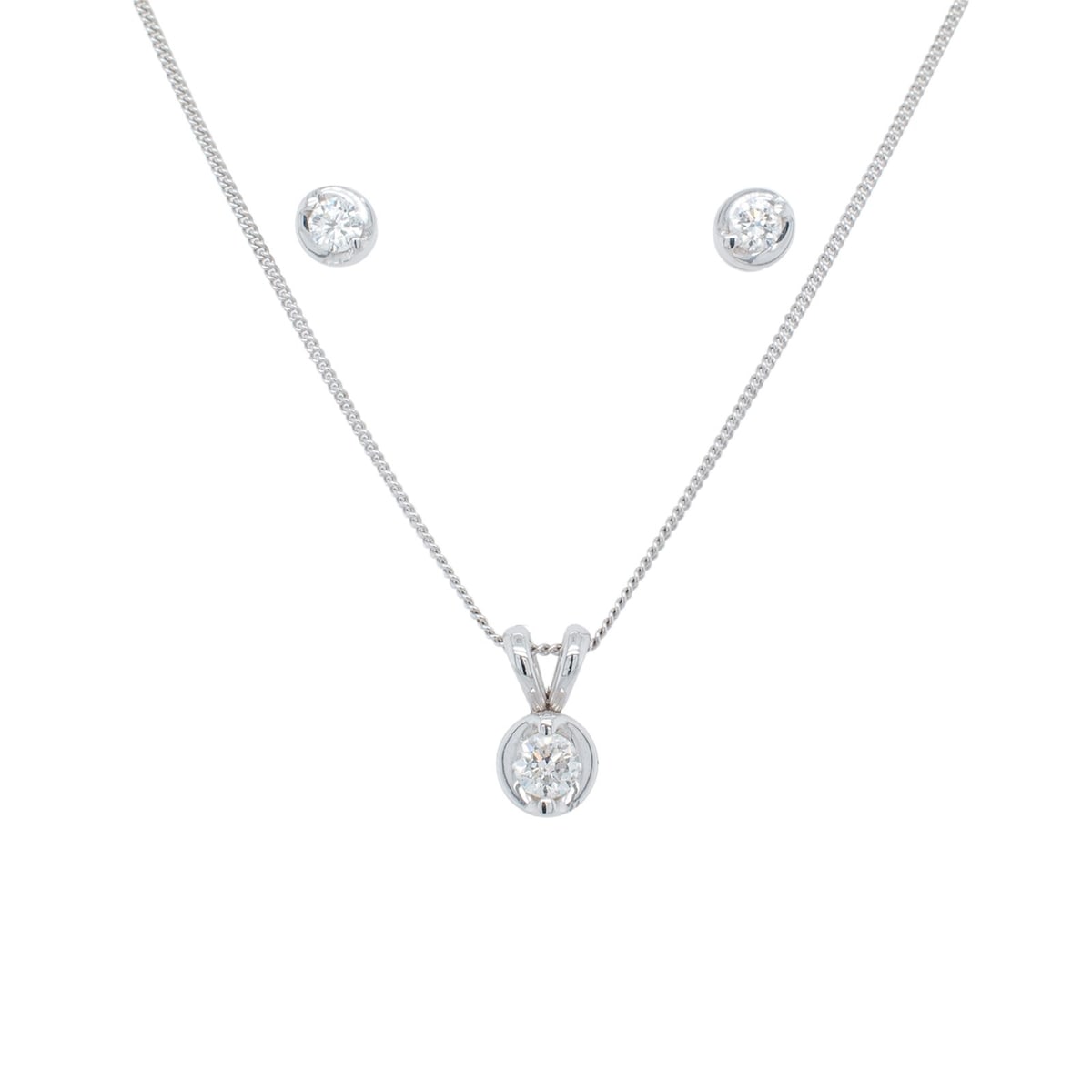Platinum 0.74ct Diamond Necklace & Earring Set