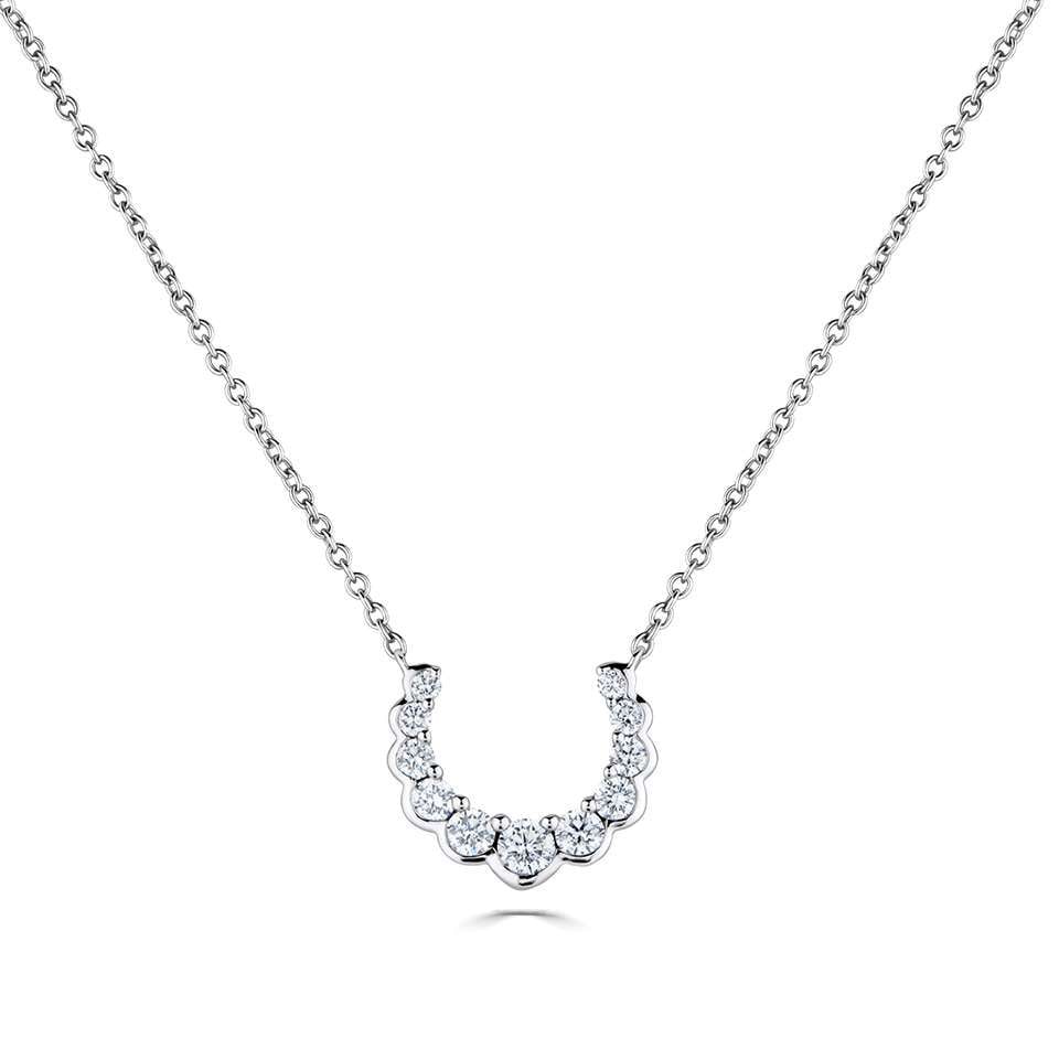 18ct White Gold 0.50ct Diamond Horseshoe Necklace