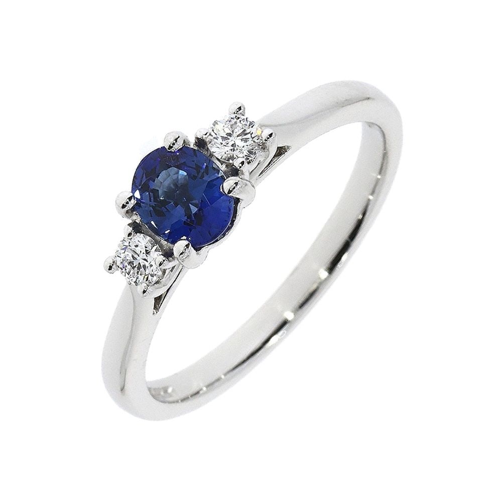 18ct White Gold Sapphire & Diamond Trinity Ring