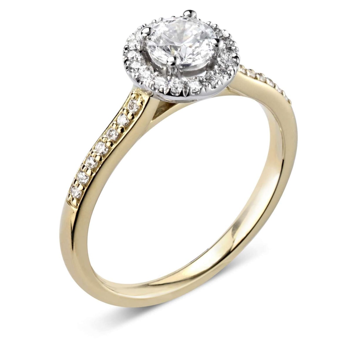 18ct Yellow Gold 0.71ct Round Brilliant Cut Diamond Halo Ring