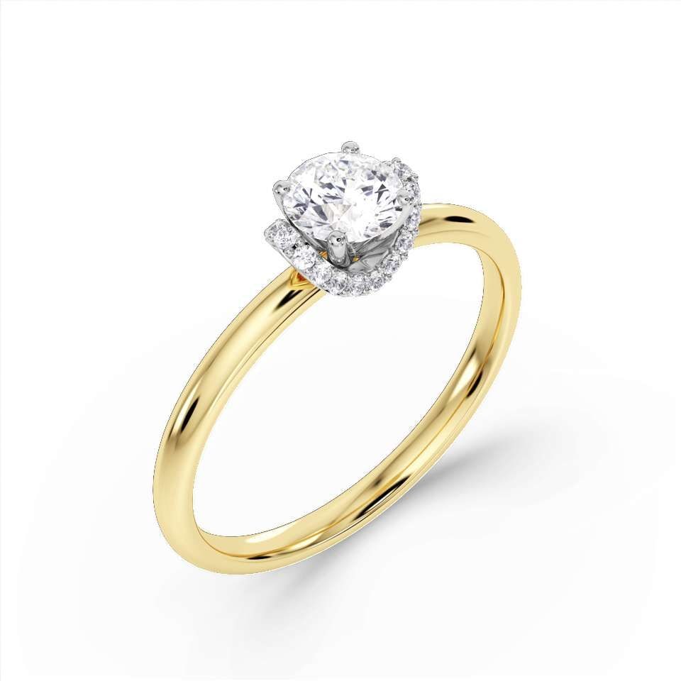 18ct Yellow Gold 0.89ct Round Brilliant Cut Diamond Halo Ring