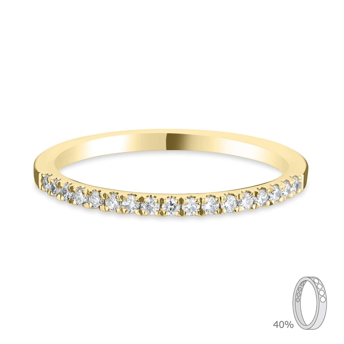 18ct Yellow Gold 1.5mm Flat Court Diamond Set Wedding Ring