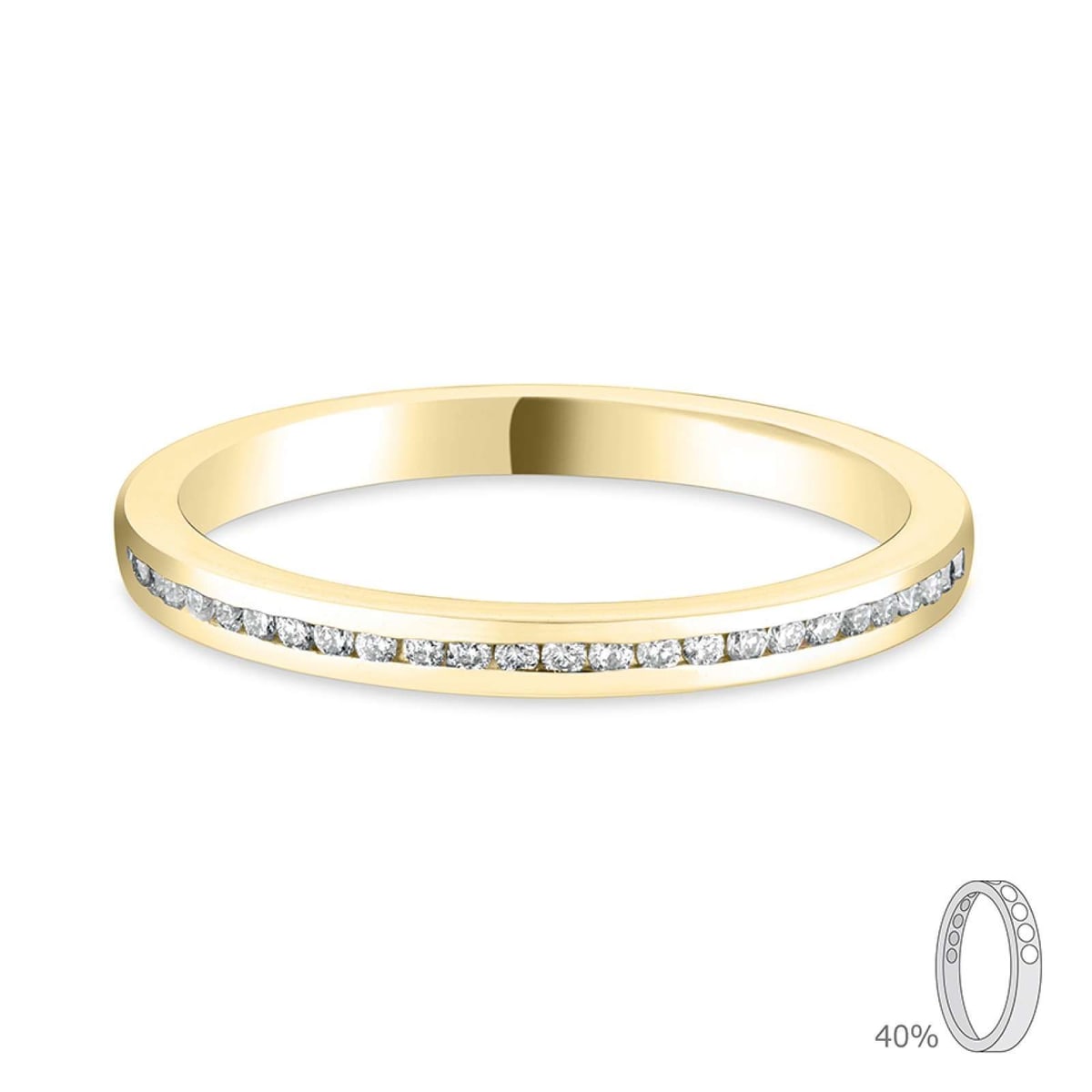 18ct Yellow Gold 2.0mm Court Diamond Channel Set Wedding Ring