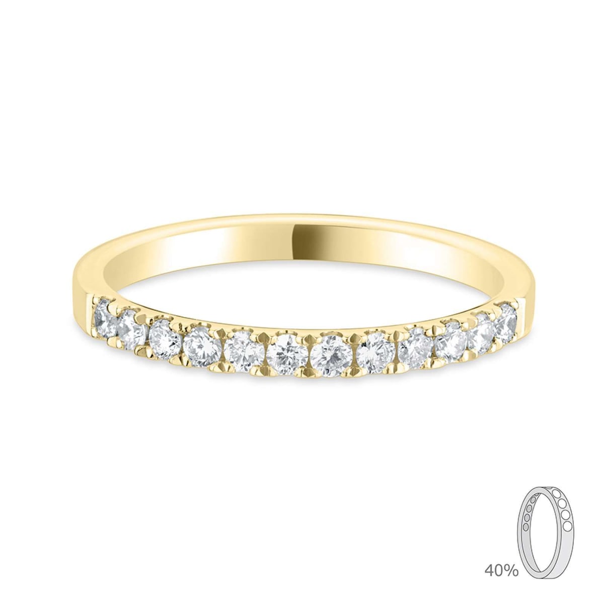 18ct Yellow Gold 2.0mm Flat Court Diamond Set Wedding Ring