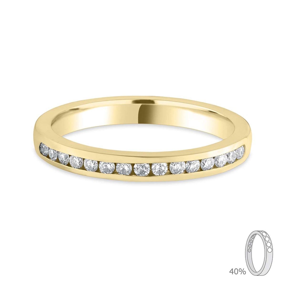 18ct Yellow Gold 2.5mm Court Diamond Channel Set Wedding Ring
