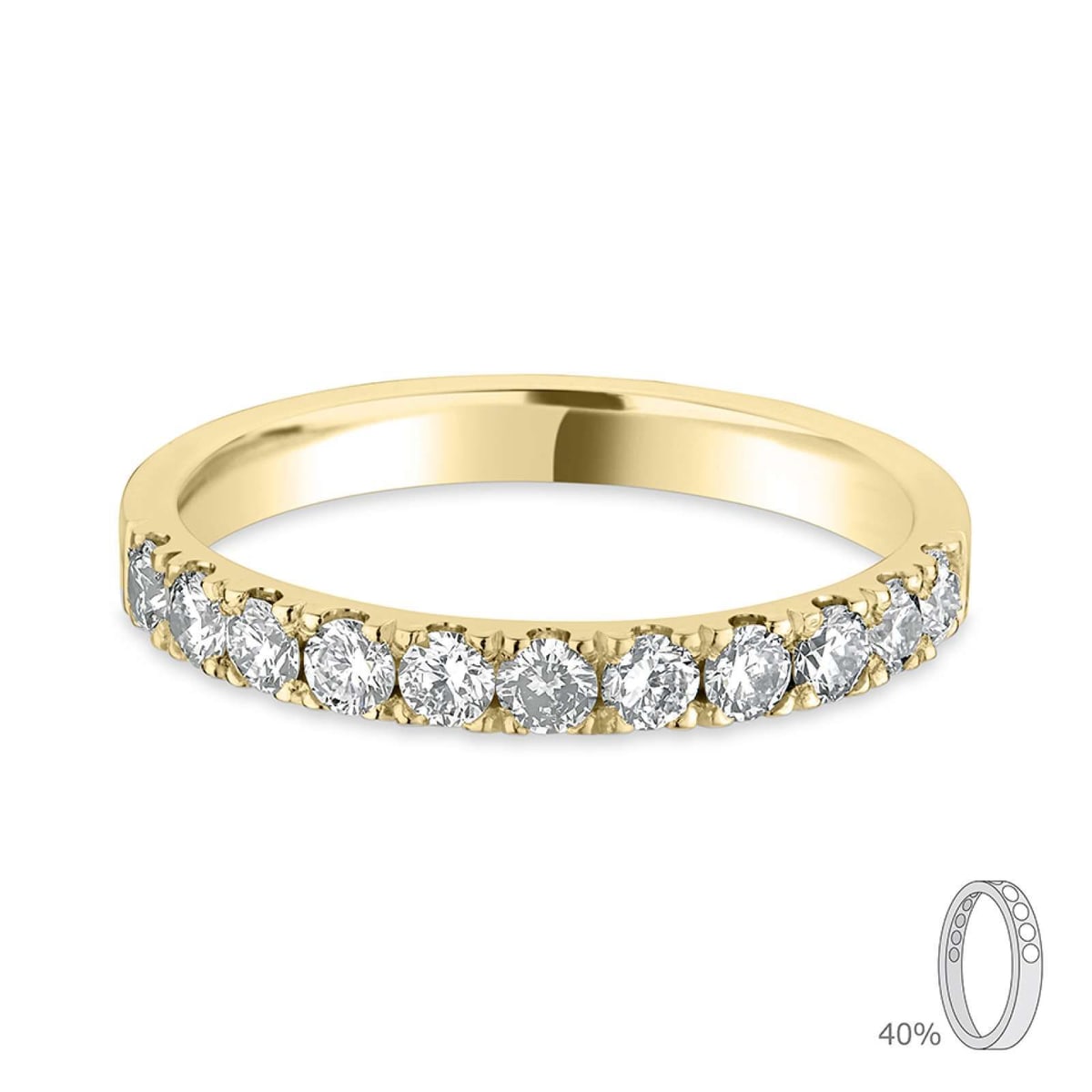 18ct Yellow Gold 2.5mm Flat Court Diamond Set Wedding Ring