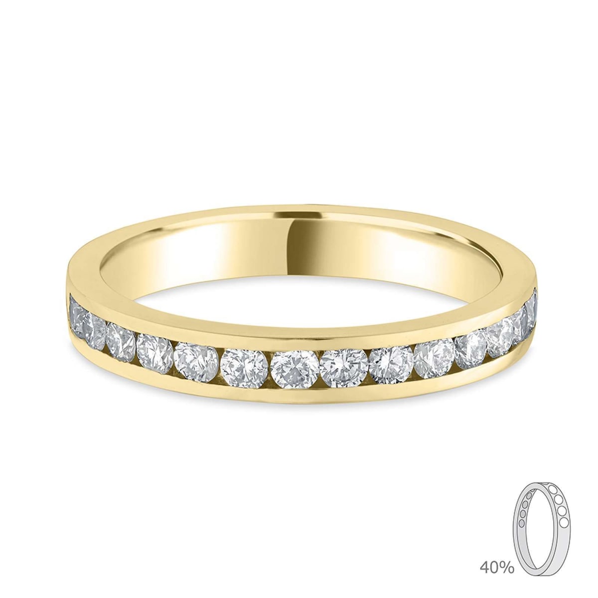 18ct Yellow Gold 3.0mm Court Diamond Channel Set Wedding Ring