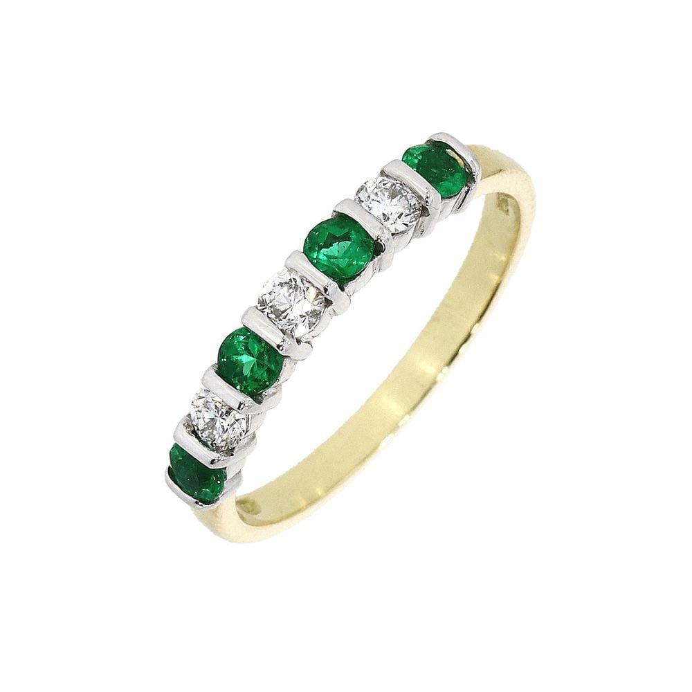 18ct Yellow Gold Emerald and Diamond Eternity Ring ring-41510V4