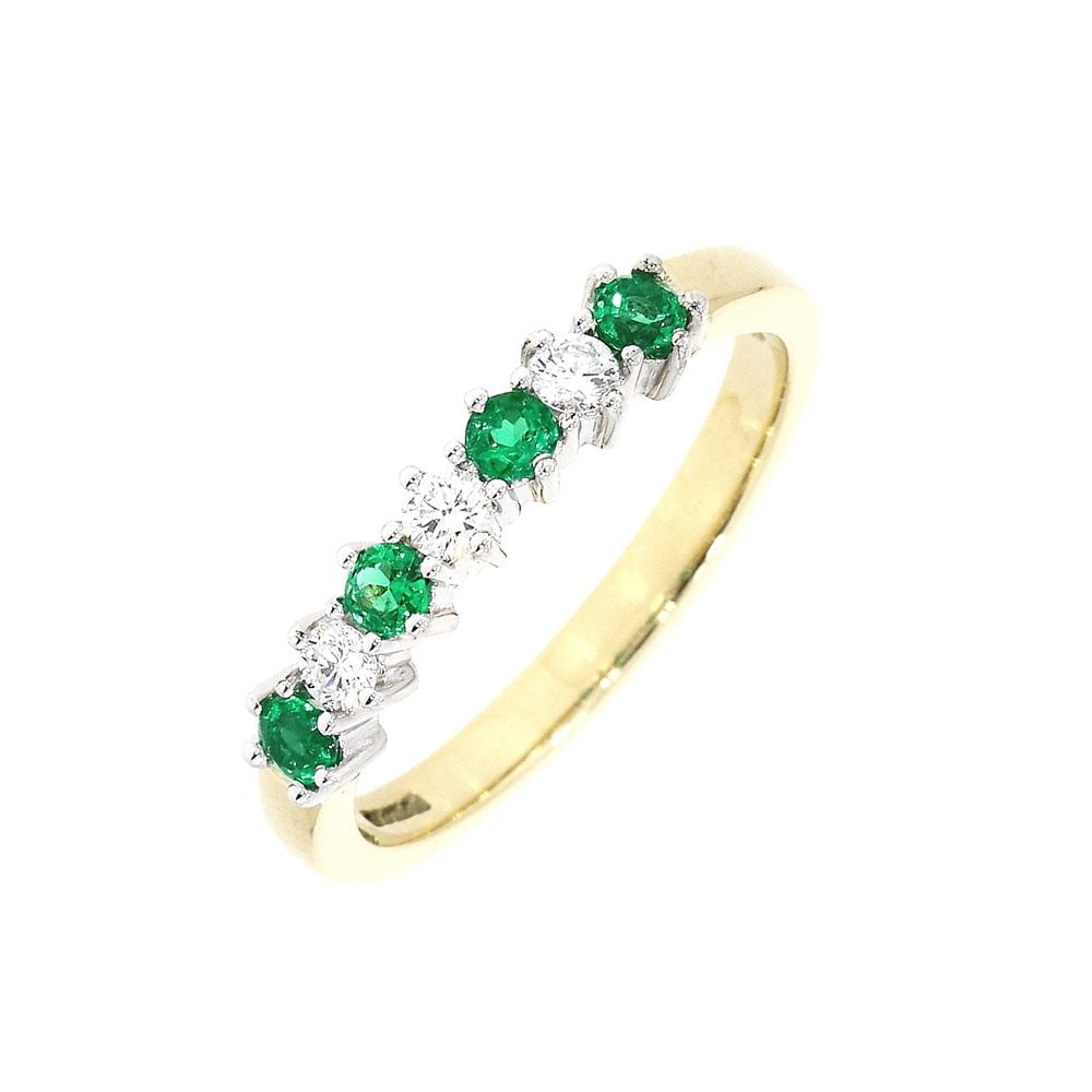 18ct Yellow Gold Emerald and Diamond Eternity Ring ring-41220V3