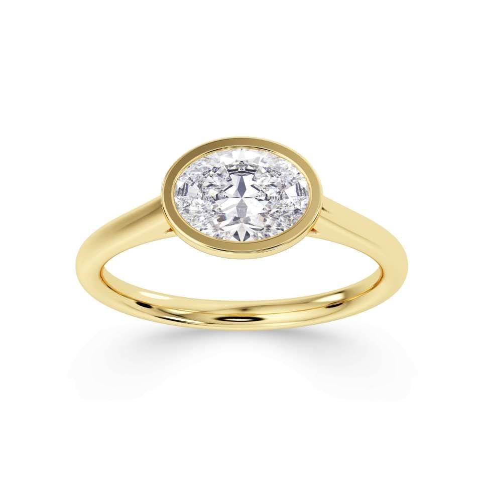 18ct Yellow Gold Oval Solitaire Lab Grown Diamond Ring