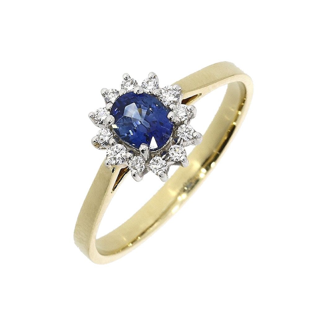 18ct Yellow Gold Sapphire & Diamond Cluster Ring ring-27860H1