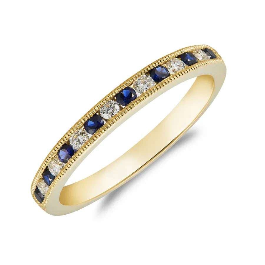18ct Yellow Gold Sapphire & Diamond Eternity Ring