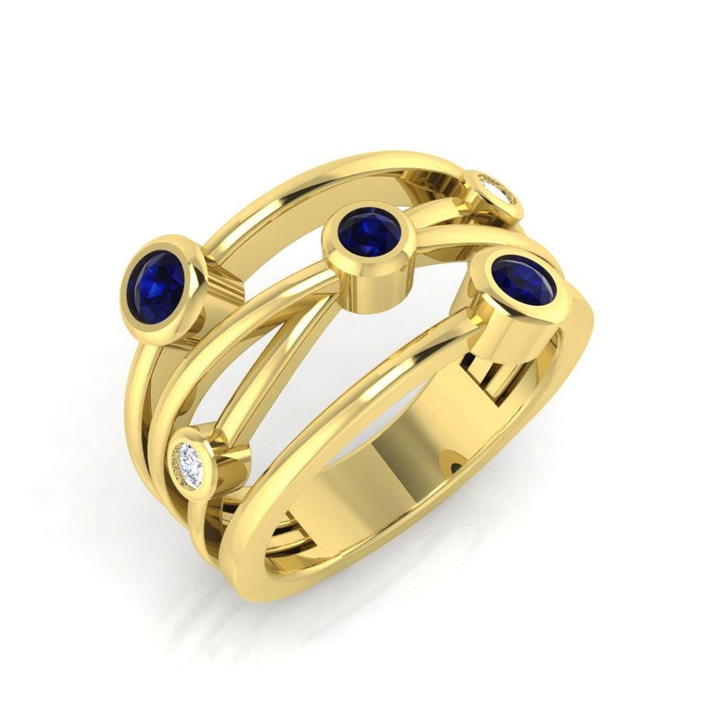 9ct Yellow Gold Sapphire and Diamond Ring
