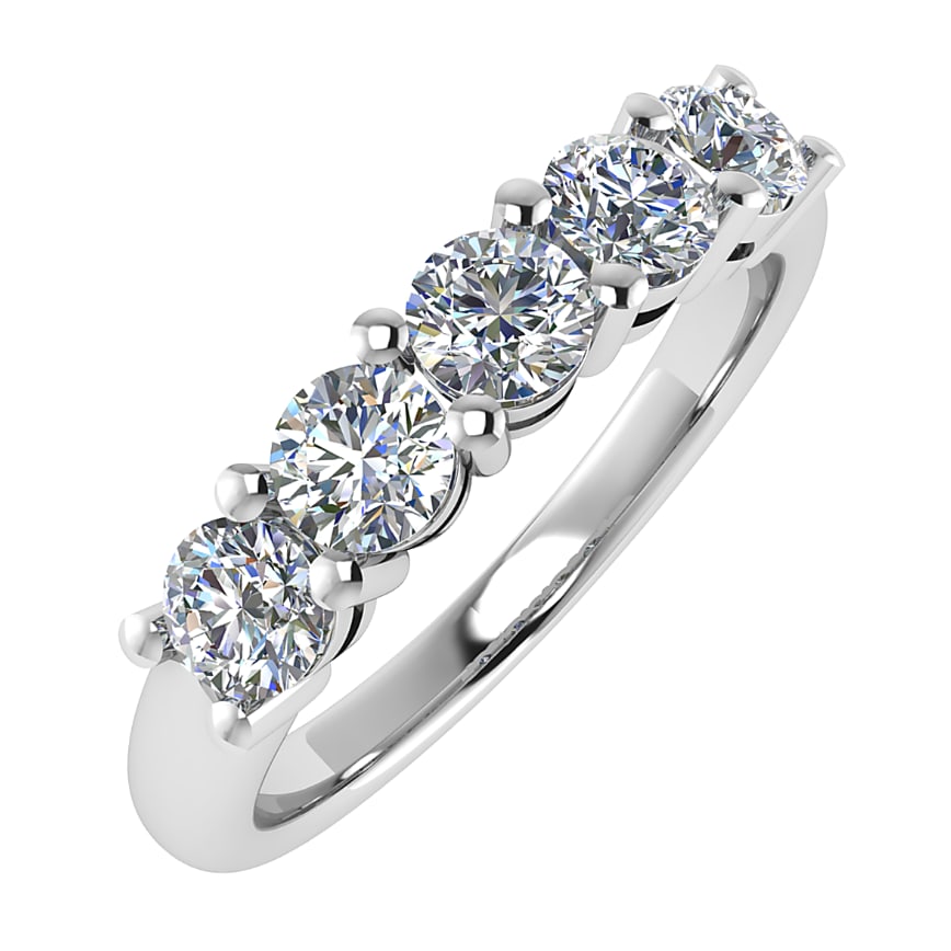 Eternity Ring 5 Diamonds 1.28 Carat Total Weight