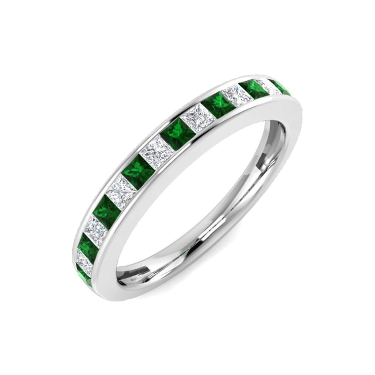 Platinum 0.74ct Diamond & Emerald Eternity Ring