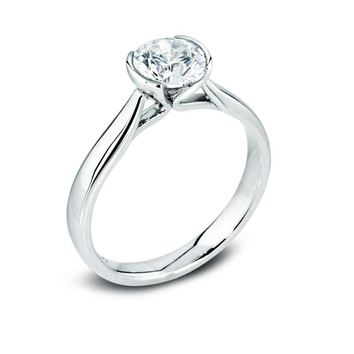 Platinum 1.02ct Lab Grown Solitaire Demi Flush Diamond Ring