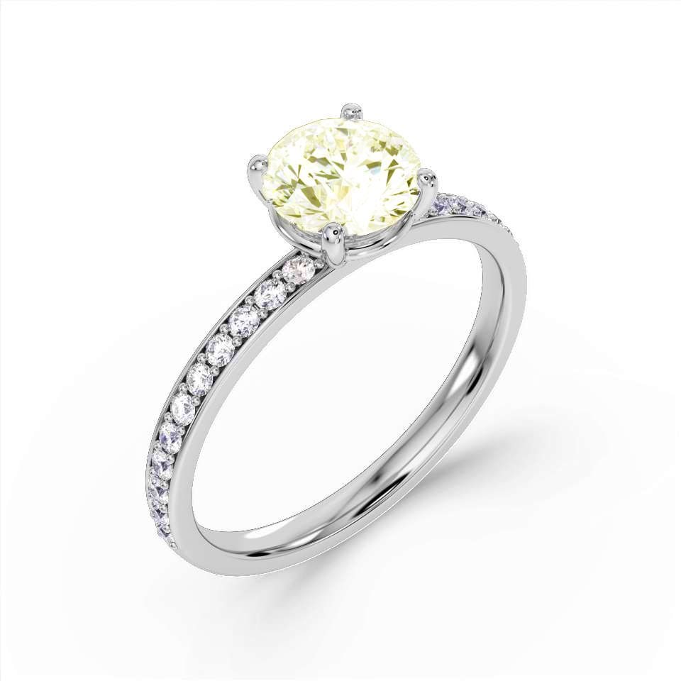 Platinum 1.09ct Fancy Yellow Lab Grown Diamond Ring