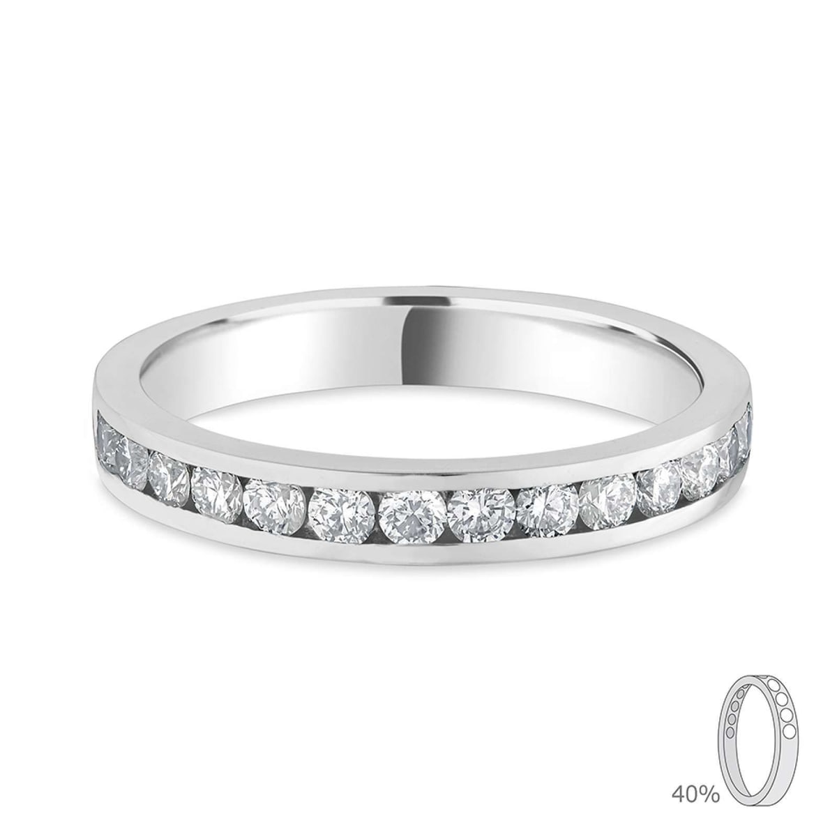 Platinum 3.0mm Court Diamond Channel Set Wedding Ring