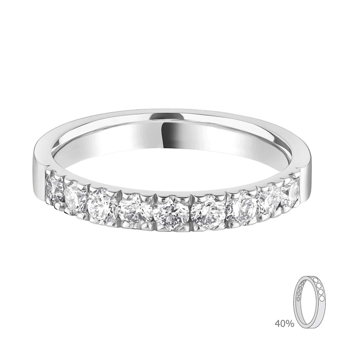 Platinum 3.0mm Flat Court Diamond Set Wedding Ring