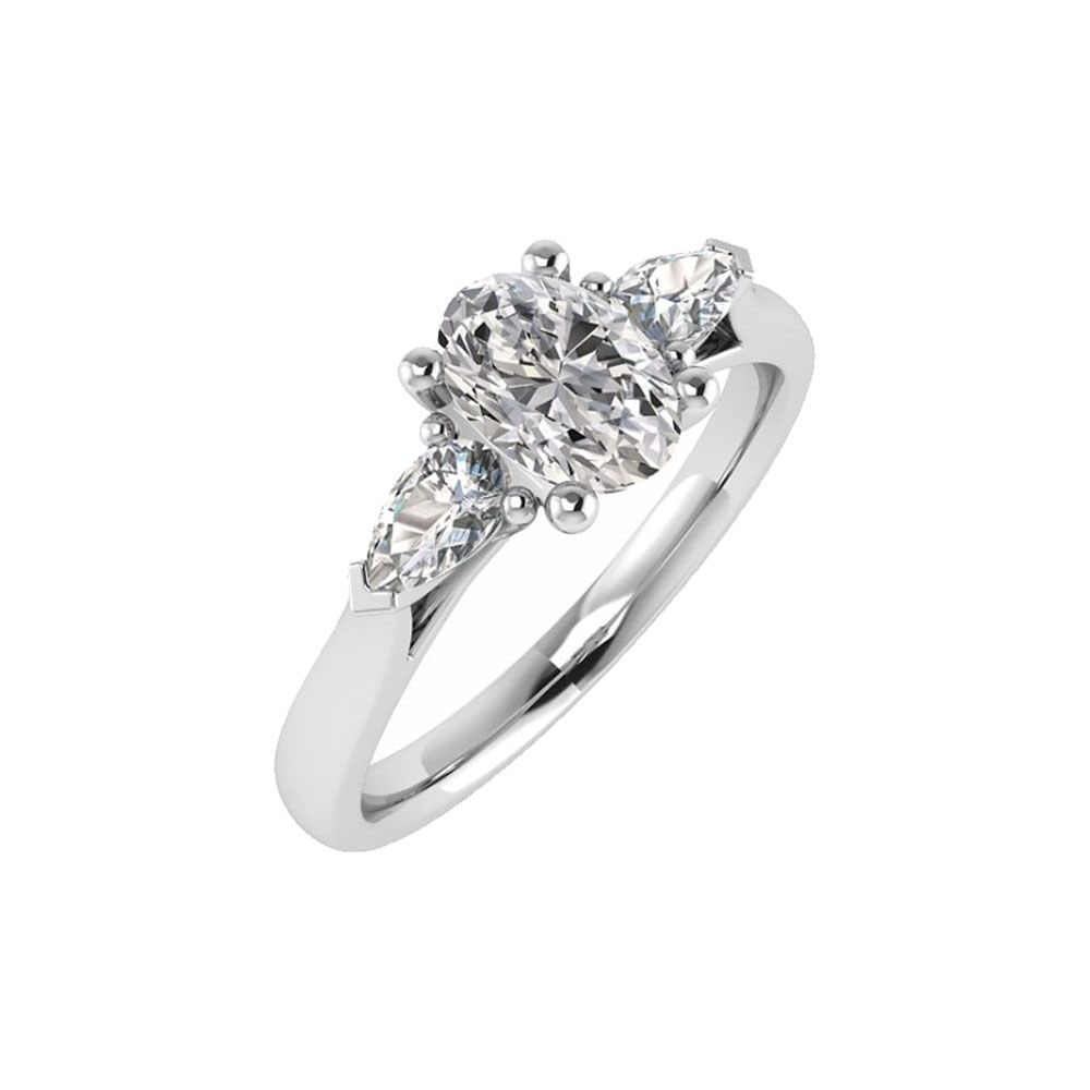 Platinum 3 Stone 0.50ct Oval Diamond Ring