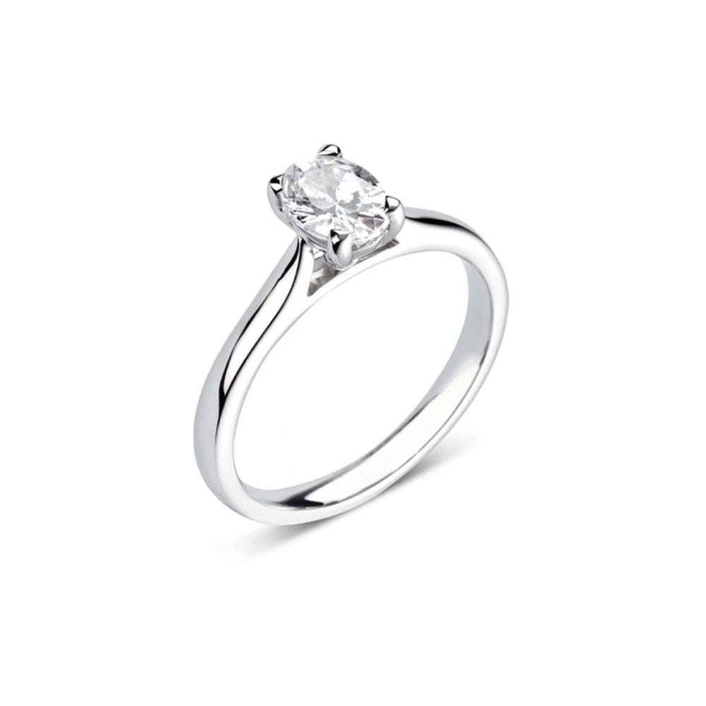Platinum 4 Claw Oval 0.30ct Diamond Ring