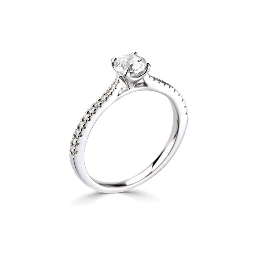 Platinum 4 Claw Round Brilliant 0.51ct Diamond Set Ring