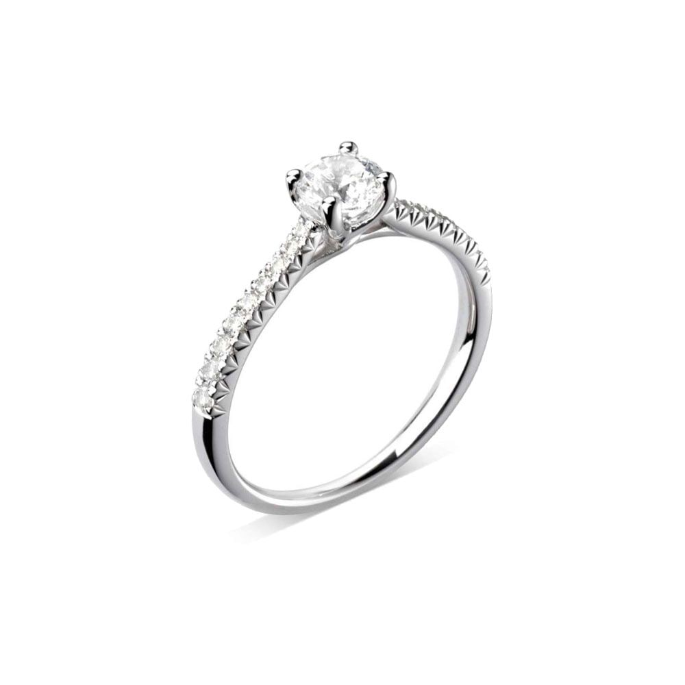 Platinum 4 Claw Round Brilliant 1.07ct Diamond Set Ring