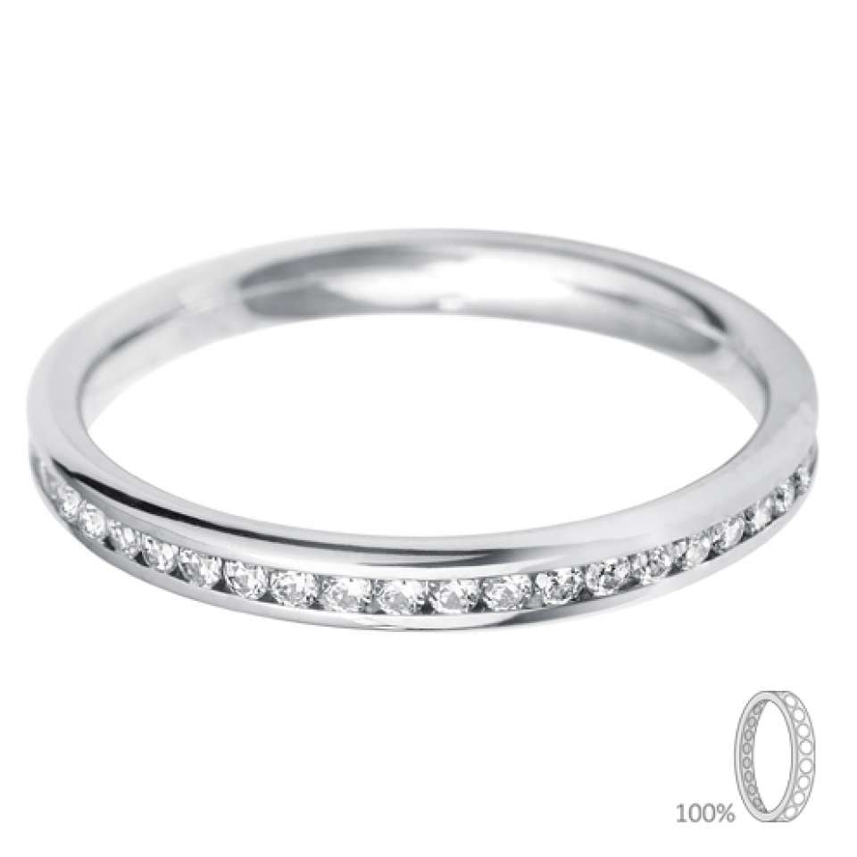 Platinum Court Profile Wedding Ring With Channel Set Round Diamonds.